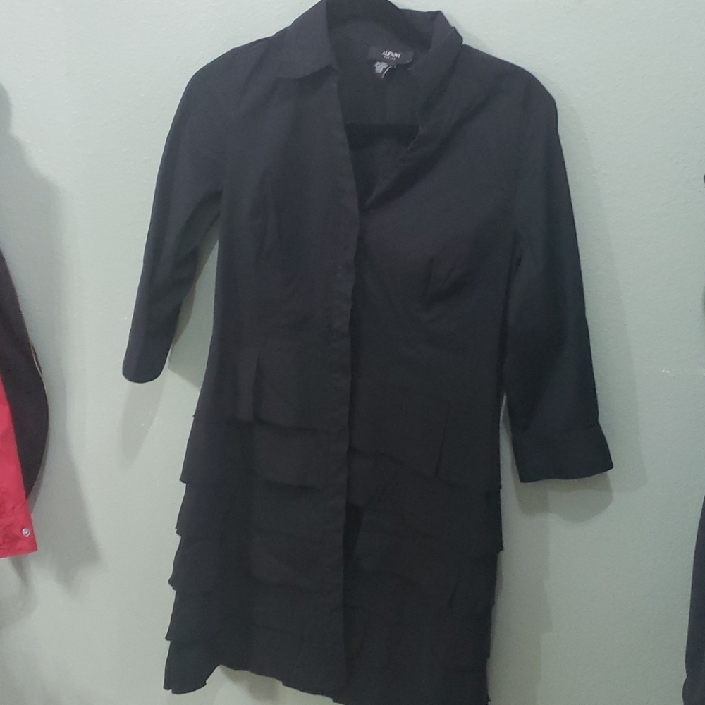 Button down dress with ruffled bottom